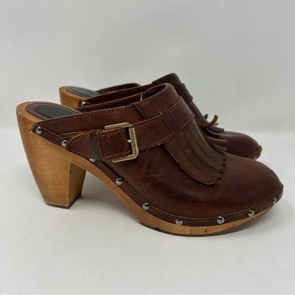 Madewell 1937 Leather Fringe Kiltie Clogs Size 7 - Picture 6 of 10